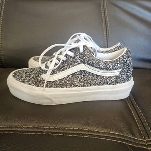 Vans Low top lace up glitter sneakers size 5 shoes off the wall black & silver